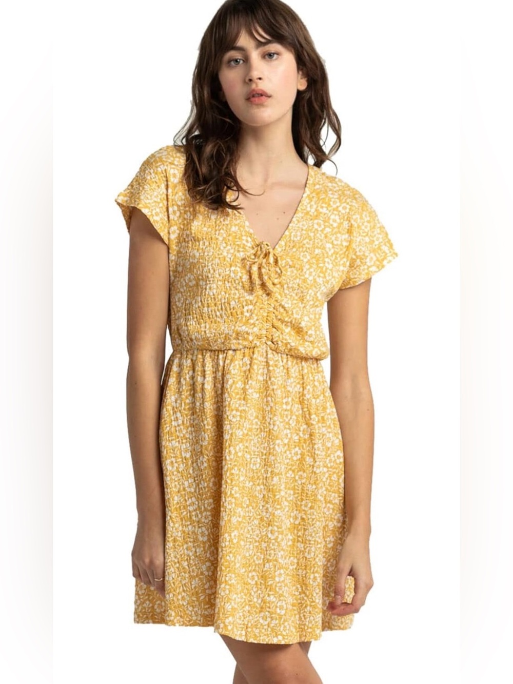 Roxy Yellow Floral Mini Dress – Size Small